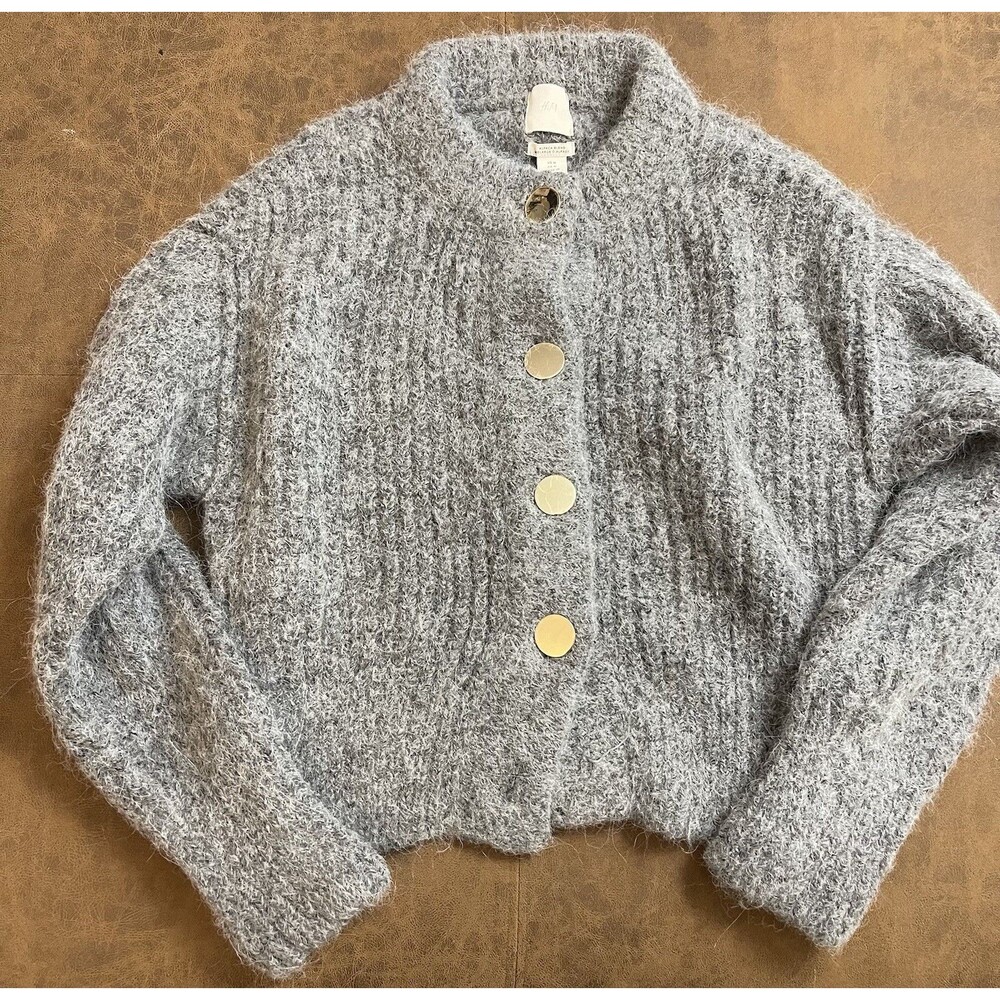 Cozy Gray Button-Up Women Sweater